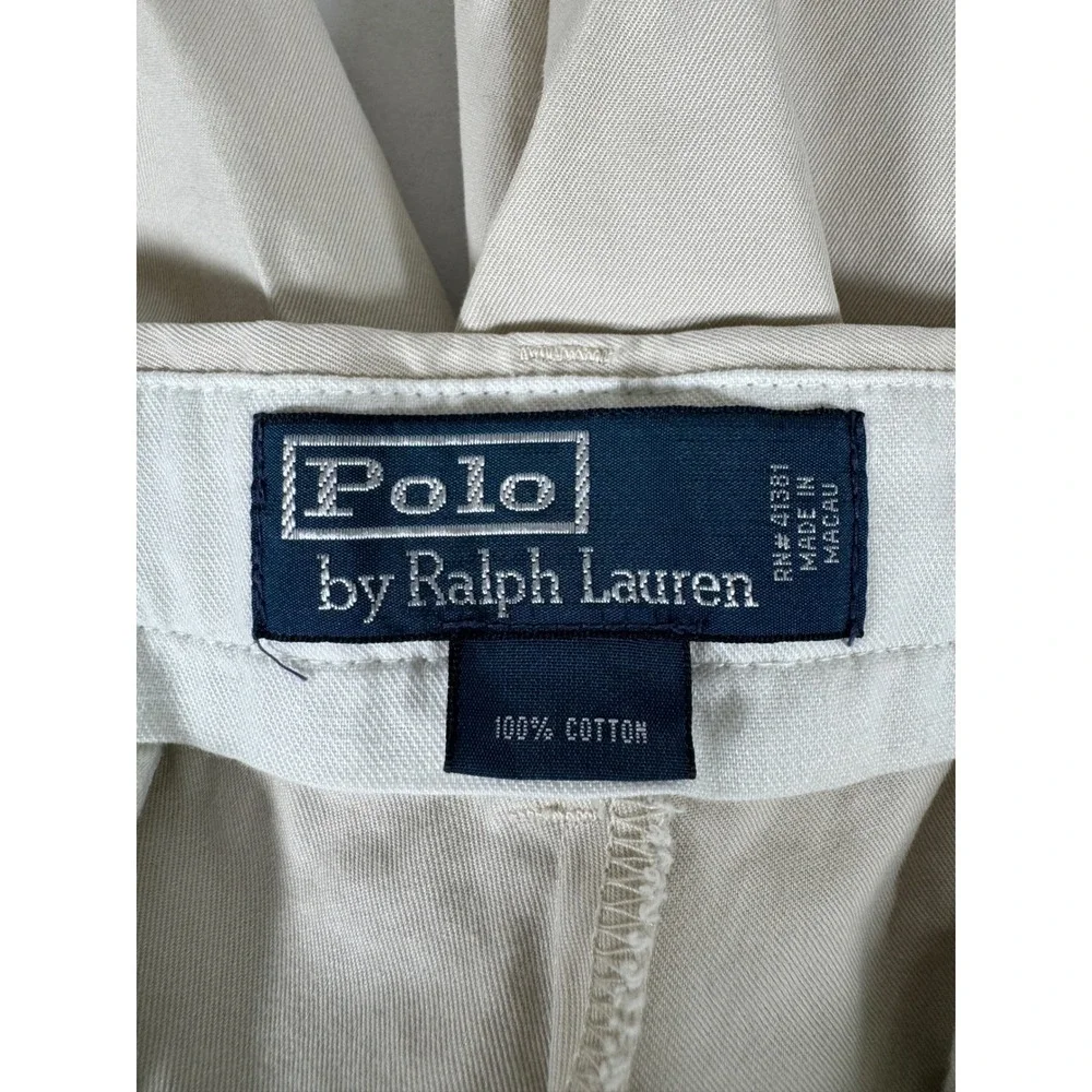 Polo Ralph Lauren Mens Classic Fit Chino Pants Beige Cotton Flat Front‎